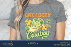 One Lucky Cowboy PNG, St Patricks Day Cowboy Hat With Shamro Product Image 4