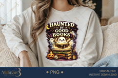 Haunted by Good Books PNG, Cute Halloween Book Lover Design Product Image 4