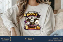 My Weekend Is Books and Boo Crew PNG, Cute Halloween Book Product Image 4