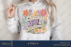 Chasing Sun and Wildflowers PNG, Watercolor Floral Boho Desi Product Image 4