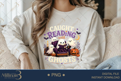 Caught Reading with Ghosts PNG, Cute Halloween Book Lover Product Image 4