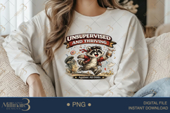Unsupervised and Thriving PNG, Funny Raccoon Digital Design, Product Image 4