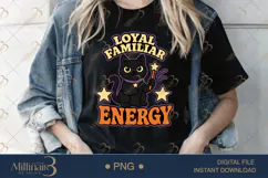Loyal Familiar Energy PNG, Witchy Cat Halloween Design, Blac Product Image 4