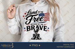 Land of the Free Because of the Brave PNG, Patriotic Militar Product Image 2