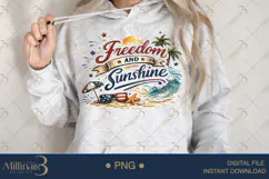 Freedom and Sunshine PNG, Patriotic Summer Sublimation Desig Product Image 2