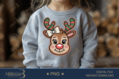 Funny Christmas Reindeer Head PNG for Kids | Cute Holiday Cl Product Image 4