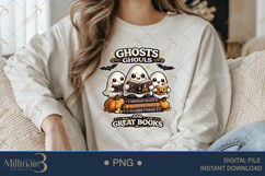 Ghosts Ghouls and Great Books PNG, Cute Halloween Reading Gh Product Image 4