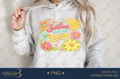 Sunshine Made Me Bloom PNG Watercolor Floral Design, Retro B Product Image 4