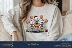 Cheerleader Skeletons Halloween PNG| Halloween Cat Reading Product Image 4