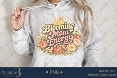 Blooming Mom Energy PNG, Watercolor Floral Mama Design, Boho Product Image 4