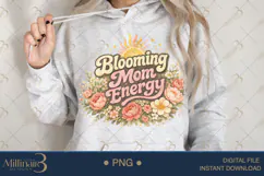 Blooming Mom Energy PNG, Watercolor Floral Mama Design, Boho Product Image 4