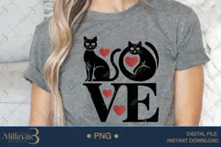 Love Cat PNG | Cute Black Cats with Hearts Clipart Product Image 4