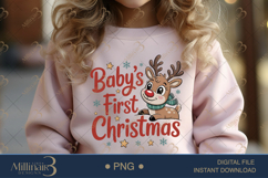 Baby’s First Christmas PNG | Cute Reindeer Holiday Clipart Product Image 4