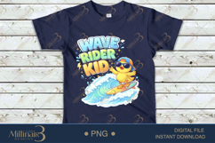Wave Rider Kid PNG Cute Surfing Duck Design, Kids Summer Shi Product Image 4