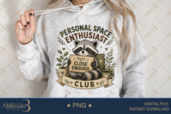 Introvert Space Enthusiast Club PNG, Funny Introvert Raccoon Product Image 4