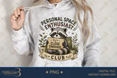 Introvert Space Enthusiast Club PNG, Funny Introvert Raccoon Product Image 4