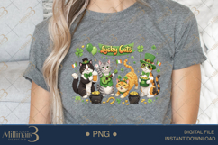 Lucky Cats St Patricks Day PNG, Cute Shamrock Cat Clipart Wi Product Image 4