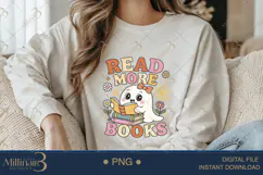 Cute Ghost Cat Reading Books PNG | Halloween & Fall Sublimat Product Image 4