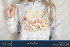 Tired As A Mother PNG, Funny Mom Quote Design, Retro Floral Product Image 4