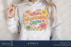 Where Wildflowers Grow PNG, Watercolor Floral Quote Design, Product Image 4