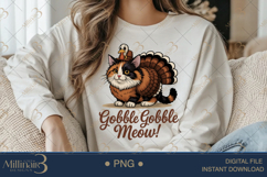 Gobble Gobble Meow PNG Funny Cat Thanksgiving Shirt Design Product Image 4