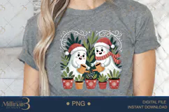 Christmas Ghost Clipart PNG | Cute Watering Plant Ghosts Product Image 4