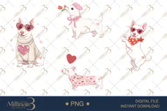 Funny Bull Terriers in Love Valentine Dog Clipart Product Image 1
