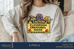 Caution Classroom Creatures Inside PNG, Funny Halloween Teac Product Image 3