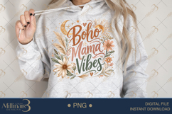 Boho Mama Vibes PNG, Neutral Floral Mom Design, Sun Moon Boh Product Image 4