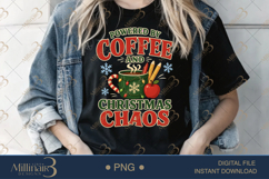 Powered by Coffee and Christmas Chaos PNG, Funny Teacher Chr Product Image 4