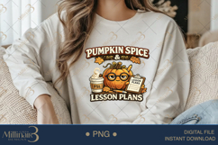 Pumpkin Spice And Lesson Plans PNG, Cute Fall Teacher Design Product Image 4
