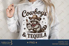 Cowboys & Tequila PNG Cute Raccoon Western Clipart Product Image 4