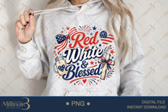 Red White and Blessed PNG, Patriotic Christian Sublimation D Product Image 4