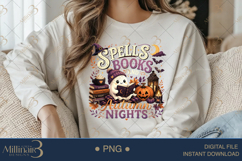 Spells Books and Autumn Nights PNG, Cute Halloween Book Love Product Image 4