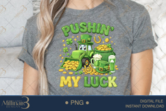 Pushin My Luck PNG, St Patricks Day Tractor Design, Funny Fa Product Image 4