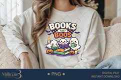 Books and Boos PNG, Cute Ghost Reading Design for Book Lover Product Image 4