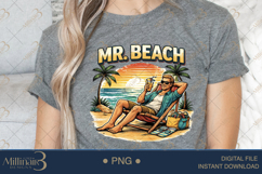 Mr Beach PNG Summer Vacation Man Design, Tropical Sunset Rel Product Image 4