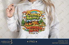 Camp More Worry Less PNG, Retro Camping Sublimation Design, Product Image 4