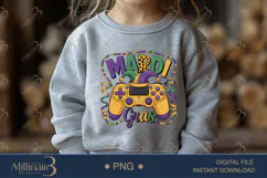 Mardi Gras Gamer PNG, Carnival Gaming Shirt Design with Cont Product Image 4