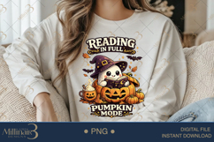 Reading in Full Pumpkin Mode PNG, Cute Halloween Book Lover Product Image 4