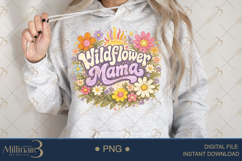 Wildflower Mama PNG, Watercolor Floral Boho Design with Sun, Product Image 4