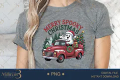 Spooky Christmas Santa Ghost PNG | Vintage Truck Holiday Cli Product Image 4