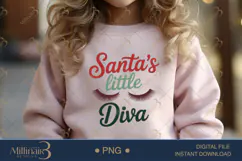 Santa’s Little Diva PNG | Glam Christmas Clipart for Girls | Product Image 4
