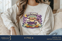 Reading Under Ghostly Skies PNG, Cute Halloween Reading Ghos Product Image 4