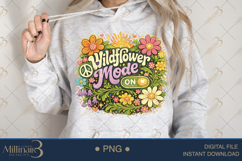 Wildflower Mode On PNG, Retro Boho Floral Design with Sun, W Product Image 4