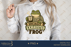 Socially Exhausted Frog PNG, Funny Introvert Coffee Lover Su Product Image 4