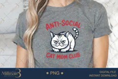 Anti-Social Cat Mom Club PNG | Grumpy Cat Clipart Product Image 4