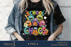 Back to School Back to Chaos PNG, Funny Teacher Back to Scho Product Image 4