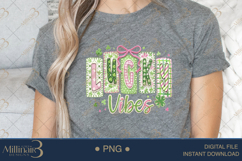 Lucky Vibes PNG, St Patricks Day Shamrock Clipart With Bow A Product Image 4