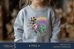Mardi Grawr PNG, Funny Dinosaur Mardi Gras Shirt Design with Product Image 4